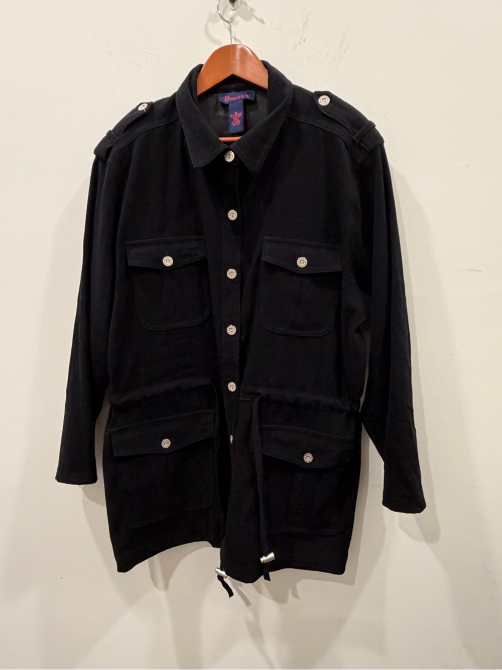 Denim&Co Black Utility Field button up Jacket with Drawstring Waist